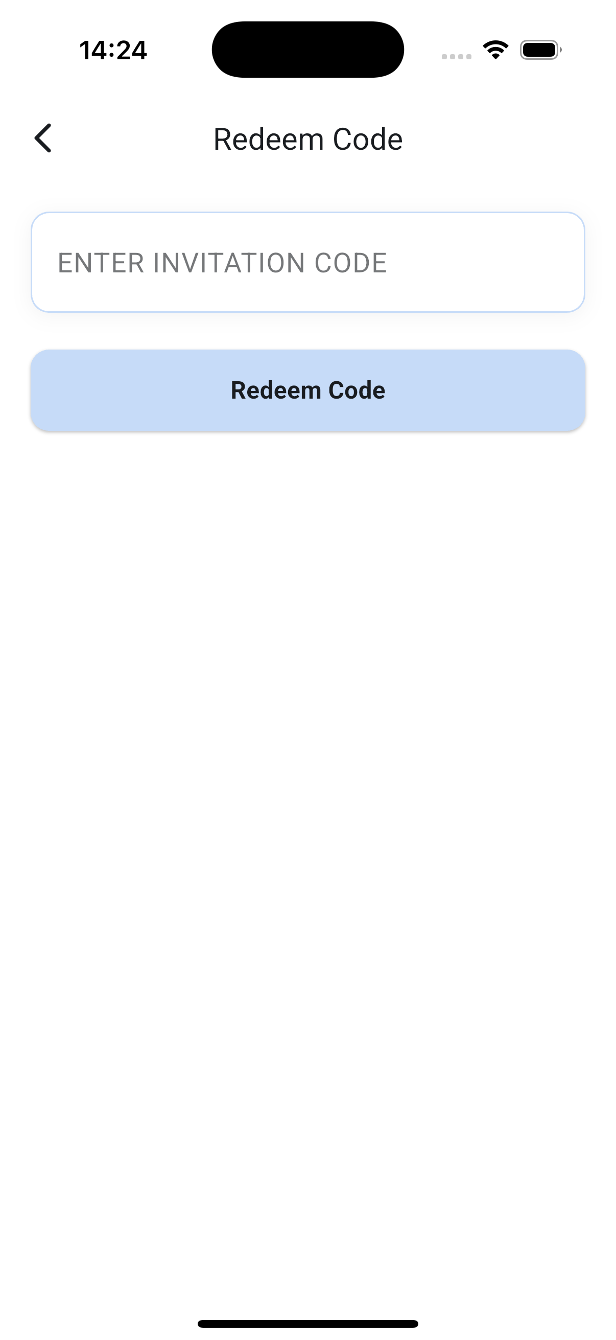 Novli Redeem Invitation screen with an invitation code field and Redeem Code button.